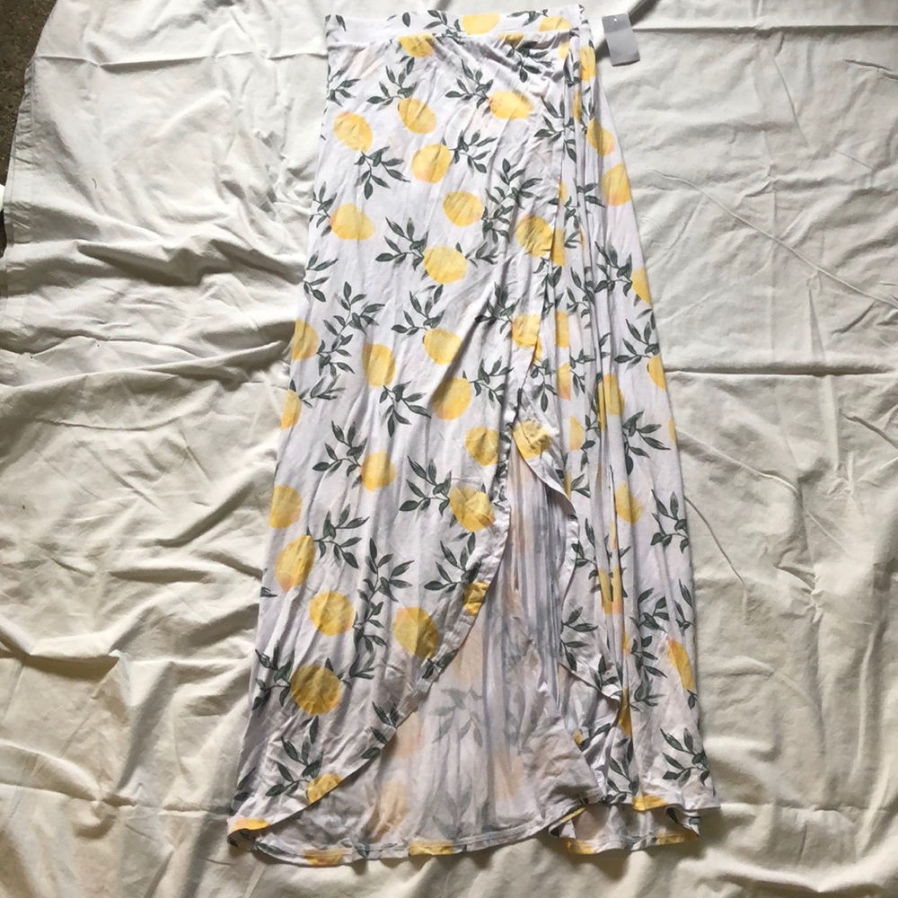 Lemon Print Maxi Skirt
